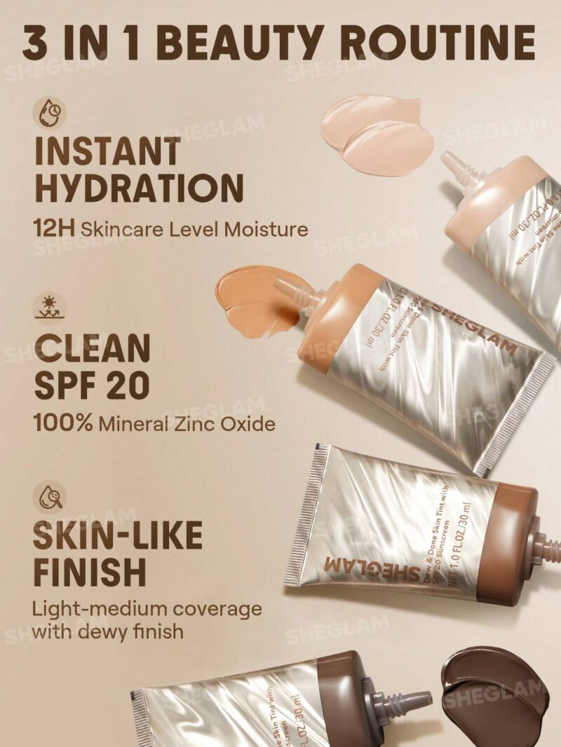 تینت پوست و صورت ضد آفتاب شیگلم SHEGLAM DEW & DONE SPF20 رنگ Fair حجم 30 میل - Image 5