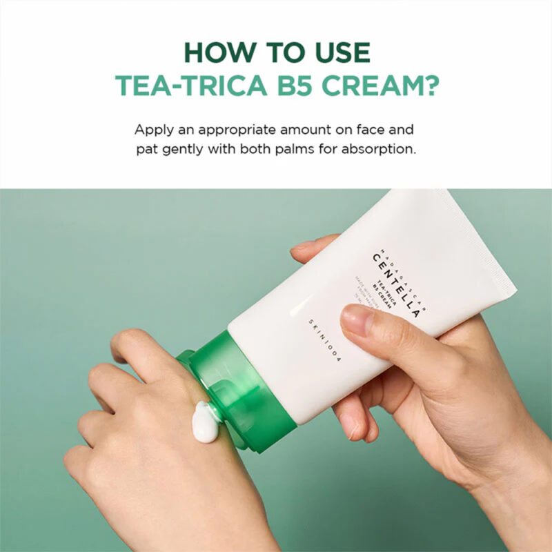 کرم ضد جوش و مرطوب کننده چای سبز سنتلا اسکین 1004 SKIN1004 Centella Tea-Trica B5 Cream حجم 75 میل - Image 4