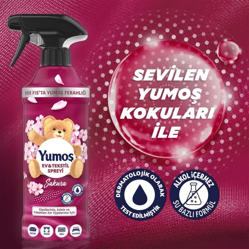 اسپری خوشبوکننده لباس و پارچه یوموش Yumos Sakura رایحه شکوفه گیلاس ژاپنی حجم 450 میل - Image 5