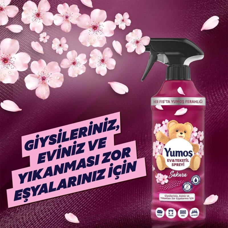 اسپری خوشبوکننده لباس و پارچه یوموش Yumos Sakura رایحه شکوفه گیلاس ژاپنی حجم 450 میل - Image 2