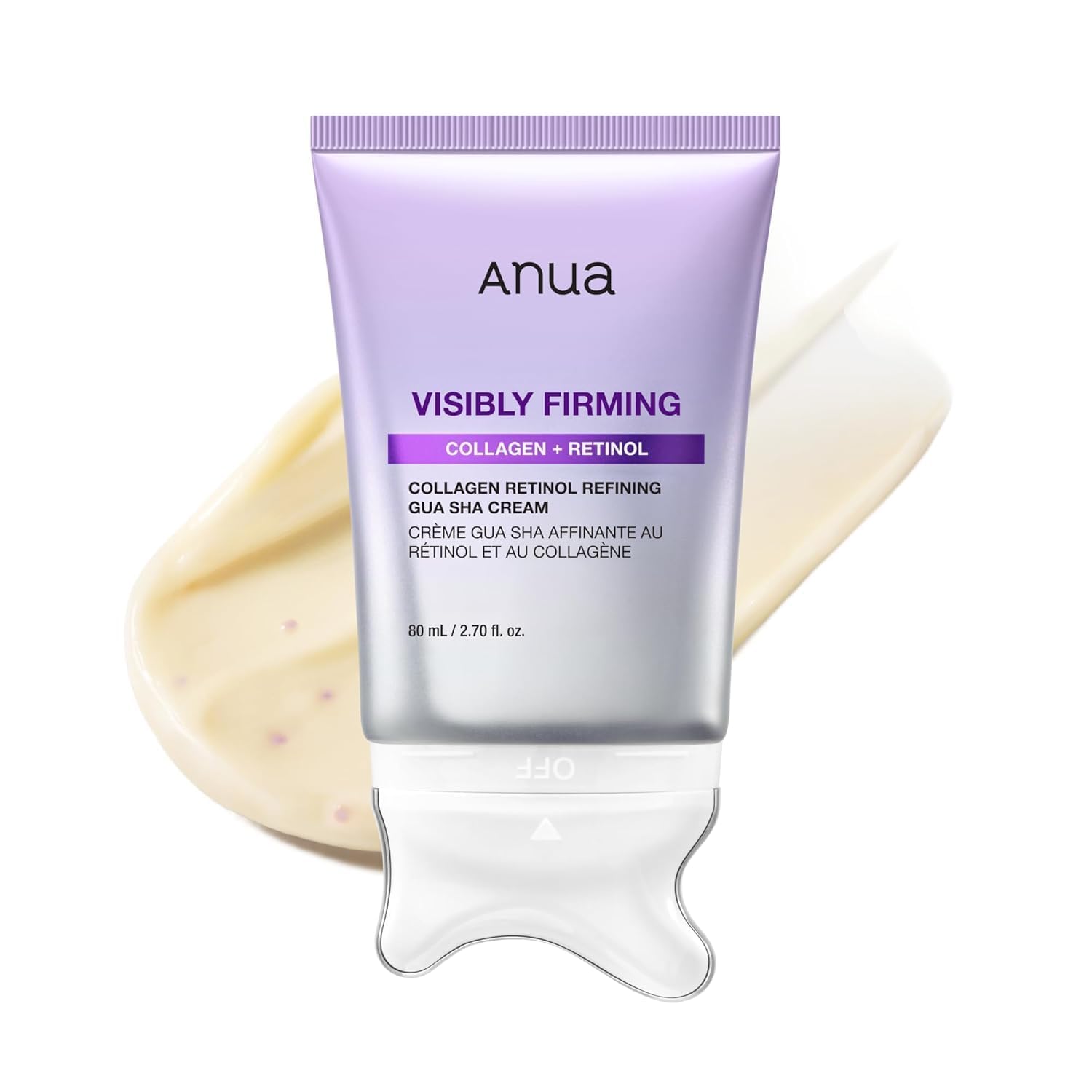 Anua Visibly Firming Collagen Retinol Refining Gua Sha Cream 80ml-1 کرم لیفتینگ و سفت کننده رتینول و کلاژن آنوا Anua ضدچروک و جوانساز مجهز به اپلیکاتور گواشا حجم 80 میل - Image 1