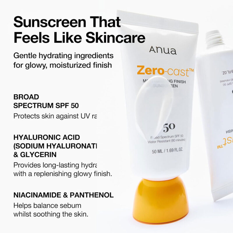 ضد آفتاب مرطوب کننده بدون رد سفیدی آنوا Anua ZERO-CAST حاوی +SPF50 حجم 50 میل - Image 3