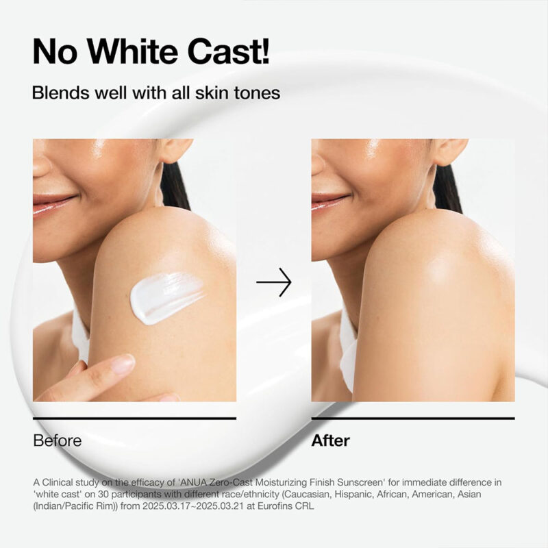 ضد آفتاب مرطوب کننده بدون رد سفیدی آنوا Anua ZERO-CAST حاوی +SPF50 حجم 50 میل - Image 4