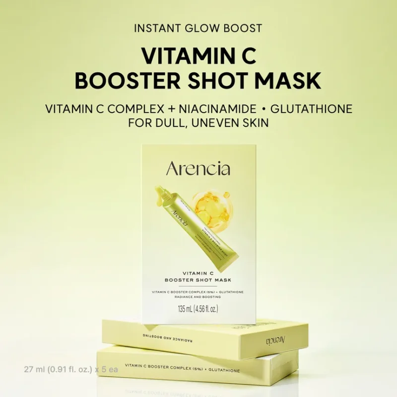ماسک ورقه‌ای روشن‌کننده ویتامین C بوستر شات آرنسیا Arencia Vitamin C Booster Shot حجم 27 میل - Image 3