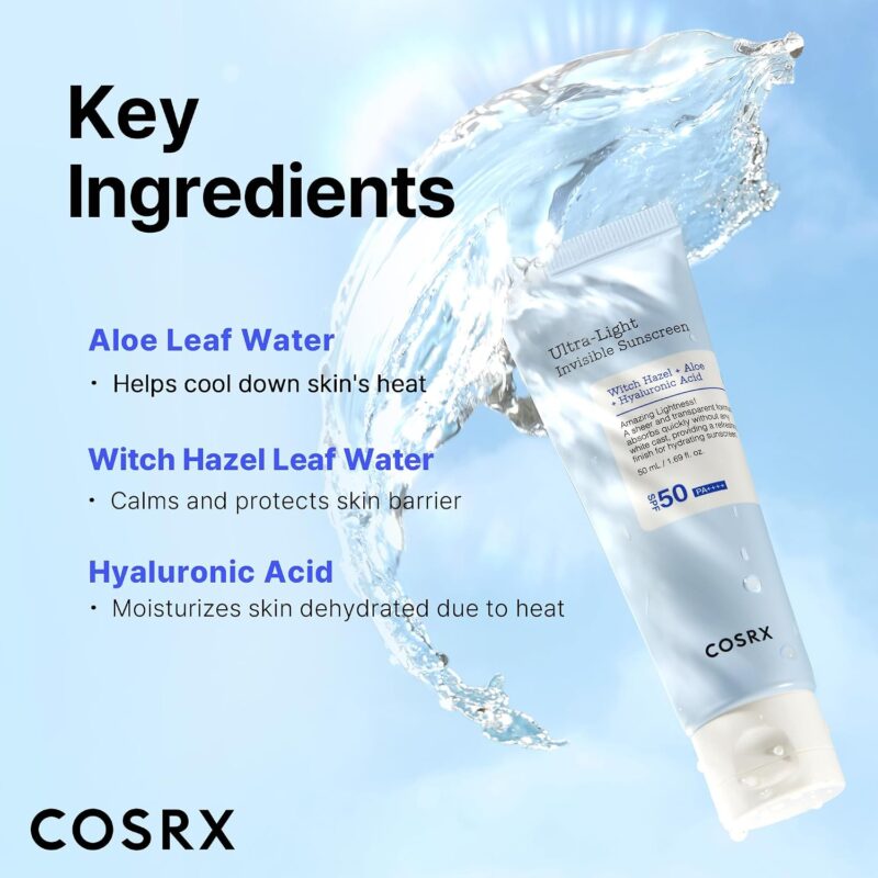 ضدآفتاب مرطوب کننده و بدون ایجاد سفیدی کوزارکس COSRX Ultra Light Invisible Sunscreen SPF50 حجم 50 میل - Image 3