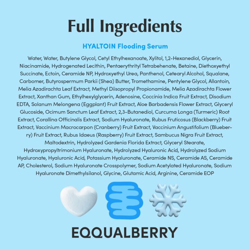 سرم آبرسان و تسکین دهنده هیالتوئین اکوال بری EQQUALBERRY Hyaltoin Flooding Serum حجم 30 میل - Image 13