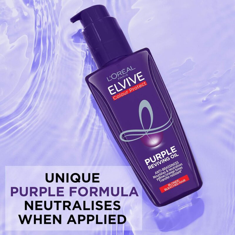 روغن مو ضد زردی لورآل Loreal Purple Herstellende Olie مناسب موهای بلوند، دکلره، هایلایت و خاکستری حجم 100 میل - Image 2