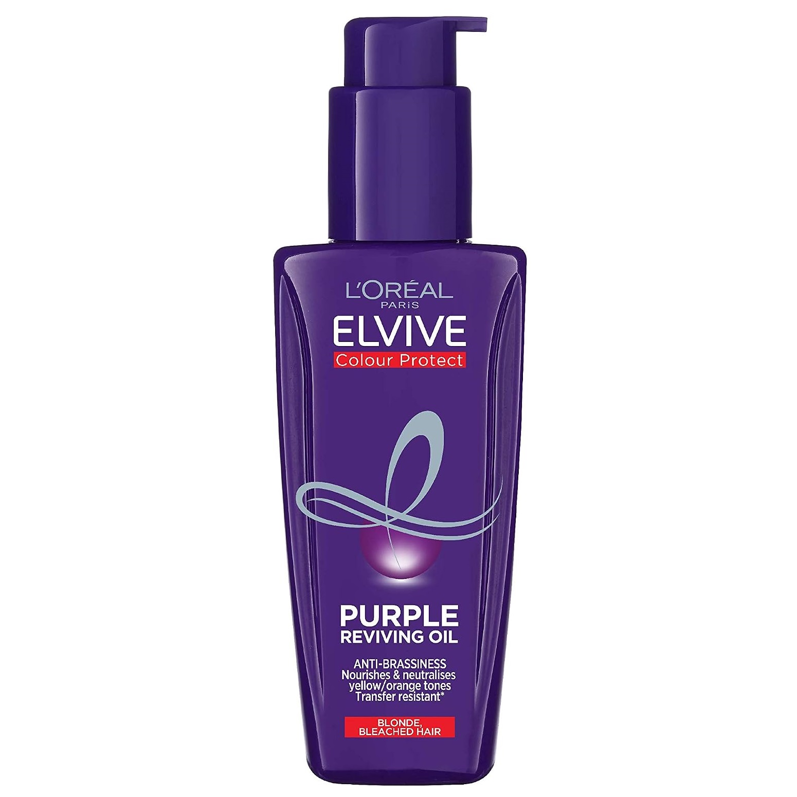 LOreal Paris Elvive Colour Protect Purple Anti-Brassiness Hair Oil for Highlighted-Brunette-Blonde and Grey Hair 100ml روغن مو ضد زردی لورآل Loreal Purple Herstellende Olie مناسب موهای بلوند، دکلره، هایلایت و خاکستری حجم 100 میل - Image 1