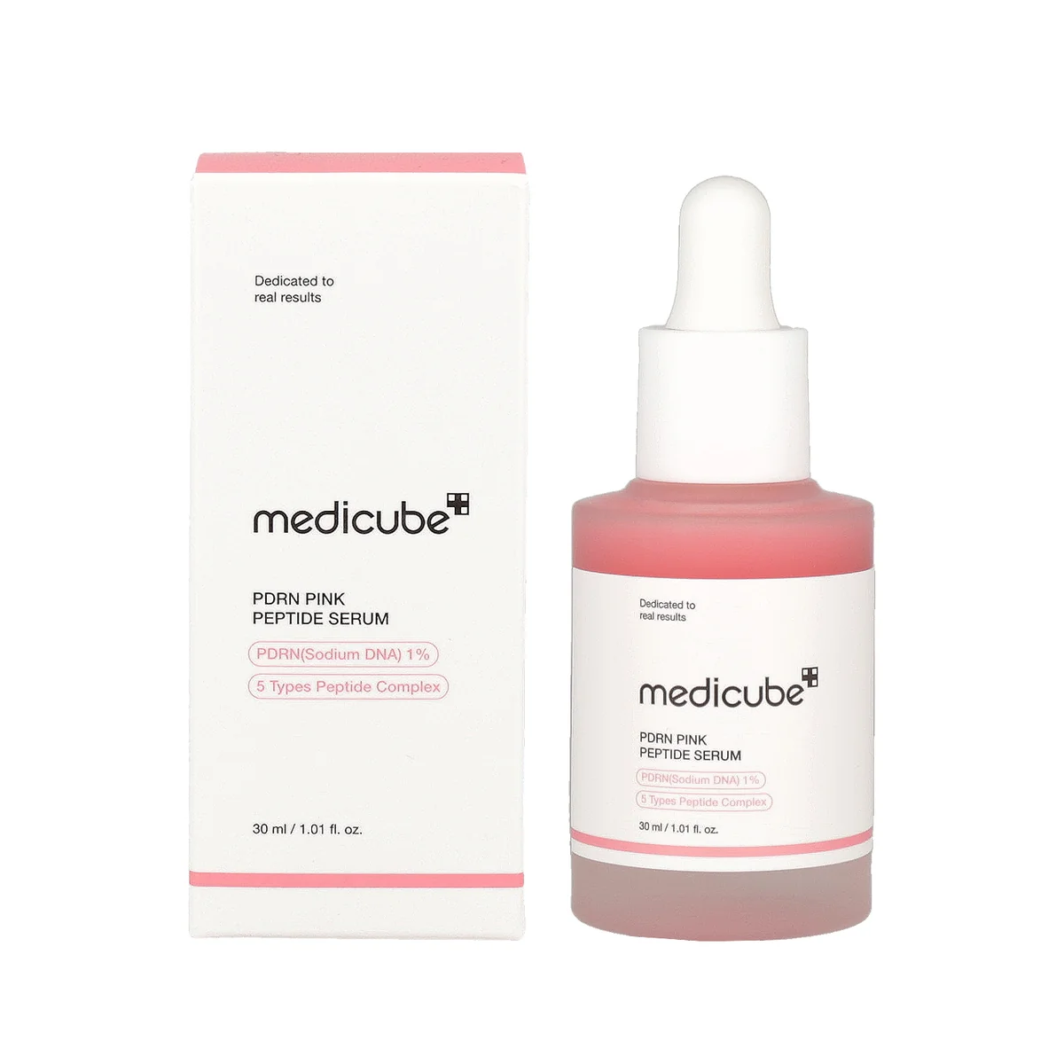 MEDICUBE PDRN Pink Peptide Serum 30ml سرم PDRN صورتی آبرسان و تقویتکننده سد دفاعی پوست مدیکیوب MEDICUBE PDRN Pink Peptide Serum حجم 30 میل - Image 1