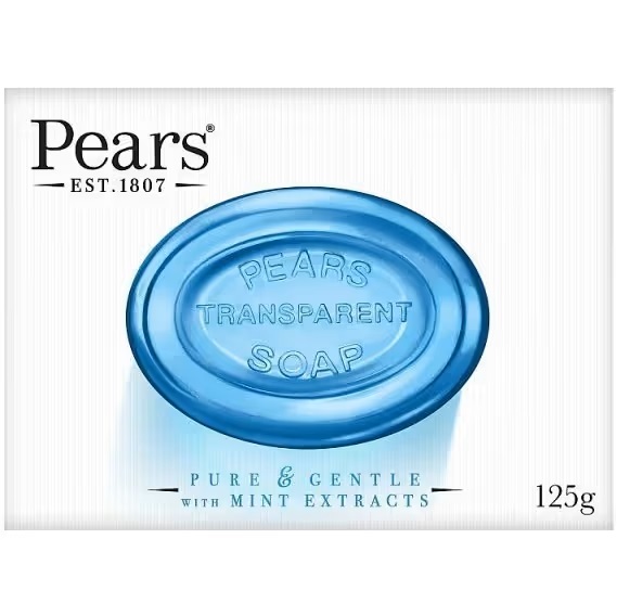 Pears Pure and Gentle with Mint Extracts Transparent Soap 125g صابون شفاف مرطوب کننده پیرز Pears Mint حاوی گلیسیرین و رایحه نعناع وزن 125 گرم - Image 1