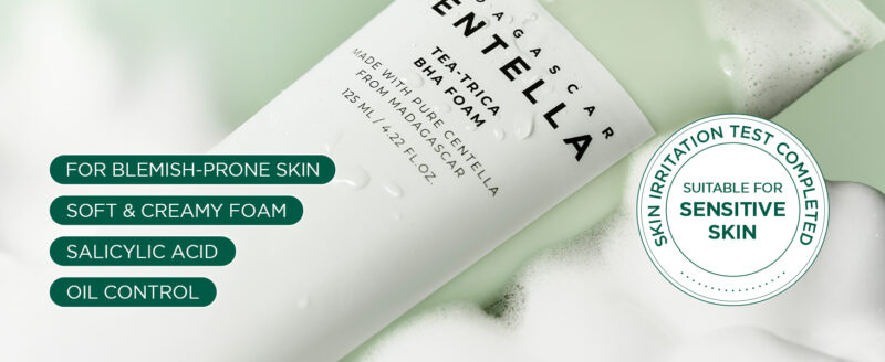 فوم شستشوی صورت ضد جوش و پاک‌کننده BHA سنتلا اسکین 1004 SKIN1004 Tea-Trica حجم ۱۲۵ میل - Image 9