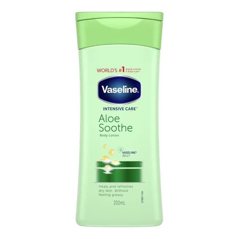 Vaseline Intensive Care Aloe Soothe Lotion 200ml لوسیون بدن تسکین دهنده و رفع آفتاب سوختگی وازلین Vaseline Aloe Soothe مناسب پوست خشک حجم ۲۰۰ میل - Image 1