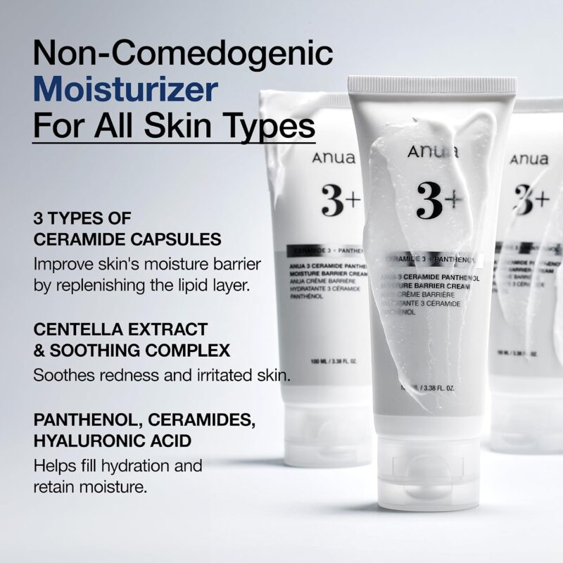 کرم مرطوب‌کننده و تقویت‌کننده سد دفاعی پوست ۳+ سرامید و پانتنول آنوا anua 3+ ceramide panthenol حجم 100 میل - Image 3