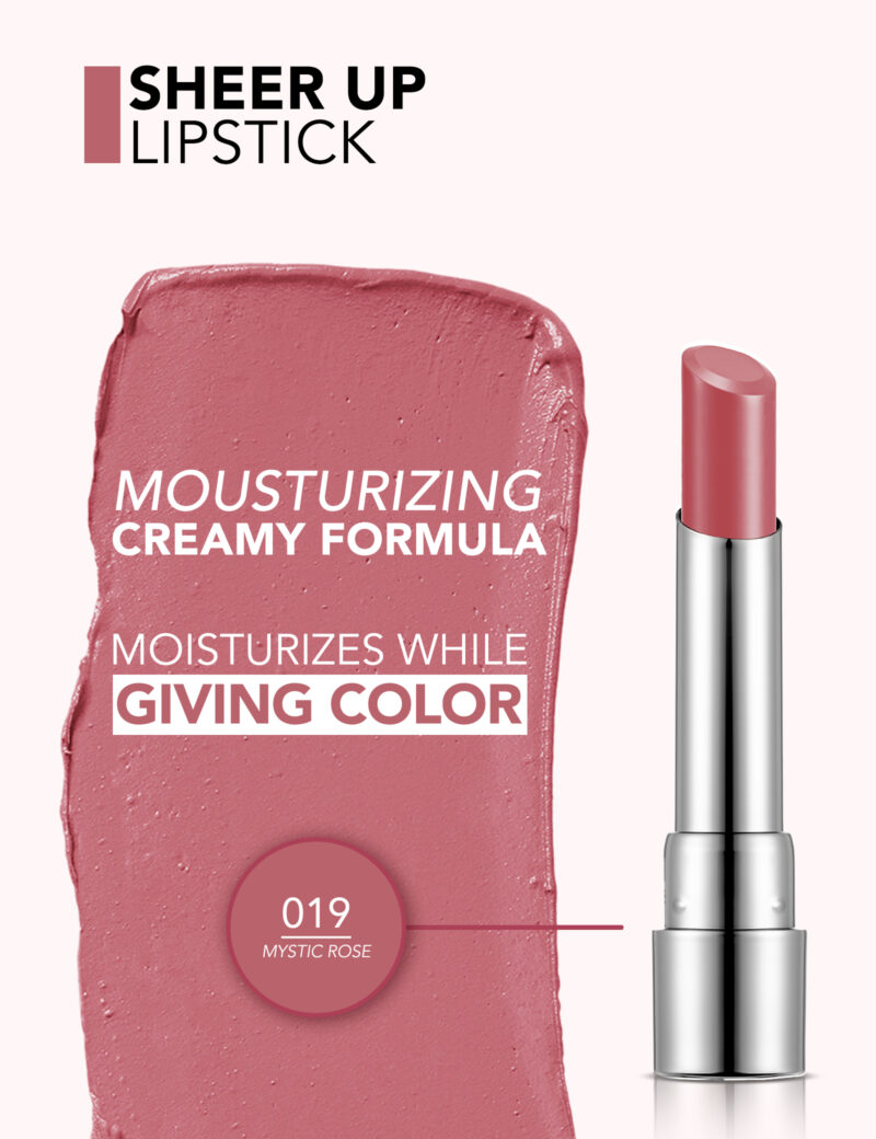 رژلب جامد براق فلورمار flormar Sheer Up شماره 019 رنگ Mystic Rose - Image 3