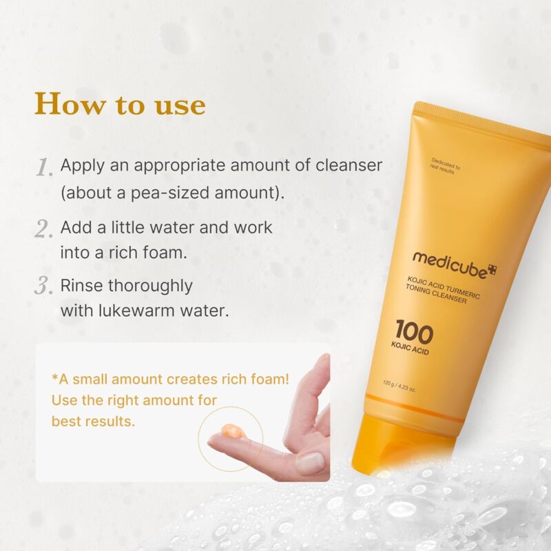 فوم شوینده کوجیک اسید و زردچوبه مدی کیوب Medicube Kojic Acid Turmeric Toning حجم 120 گرم - Image 2