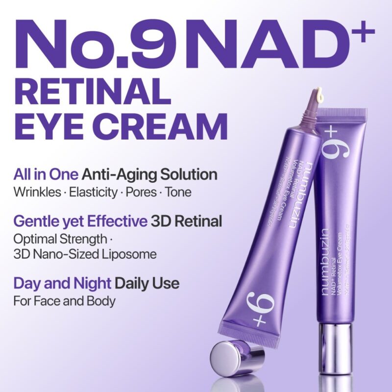کرم دور چشم ضد چروک و لیفتینگ نامبوزین Numbuzin NAD Retinol Volumetox Eye Cream شماره 9 حجم 20 میل - Image 3