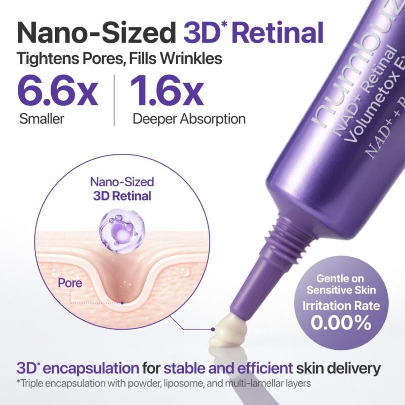 کرم دور چشم ضد چروک و لیفتینگ نامبوزین Numbuzin NAD Retinol Volumetox Eye Cream شماره 9 حجم 20 میل - Image 7