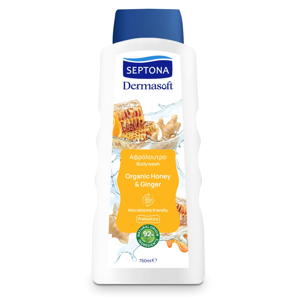 septona-dermasoft-organic honey and ginger-bodywash-750ml شامپو بدن عسل ارگانیک و زنجبیل سپتونا Septona حجم 750 میل - Image 1
