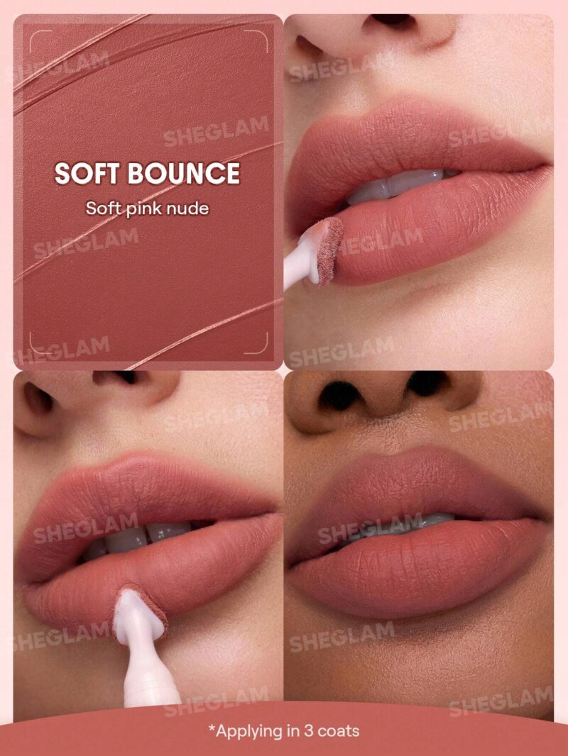 رژ لب مایع مات محوکننده مارشمالو پاف شیگلم Sheglam شماره 032 رنگ Soft Bounce - Image 2