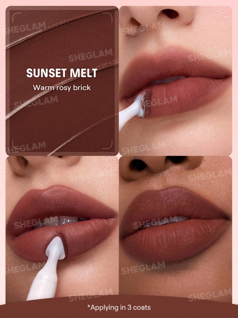 رژ لب مایع مات محوکننده مارشمالو پاف شیگلم Sheglam شماره 522 رنگ Sunset Melt - Image 2