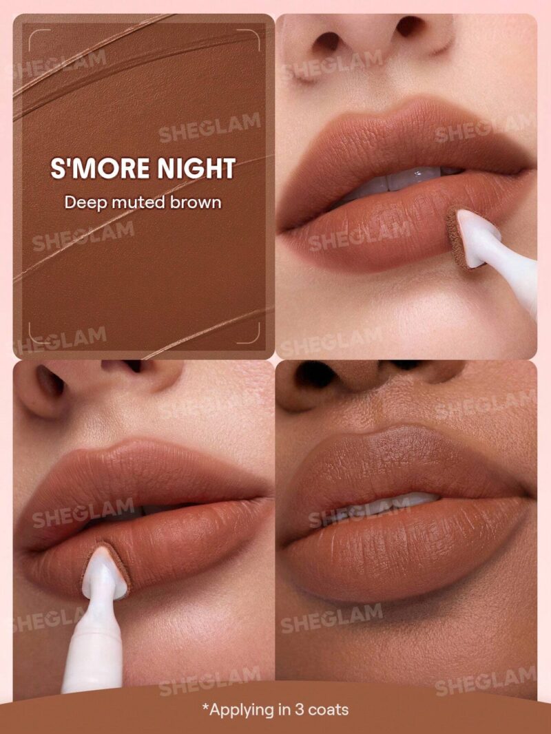 رژ لب مایع مات محوکننده مارشمالو پاف شیگلم Sheglam شماره 524 رنگ S'more Night - Image 2