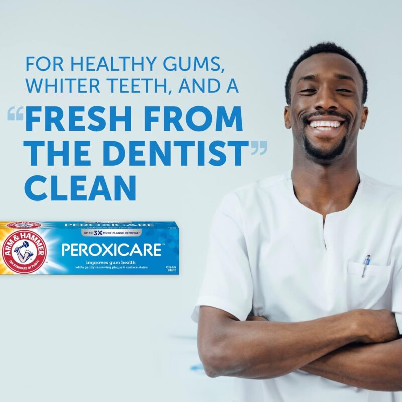 خمیر دندان مراقبت از لثه و پاکسازی عمیق اَرم اند همر Arm & Hammer PeroxiCare با فلوراید حجم 170 گرم - Image 6