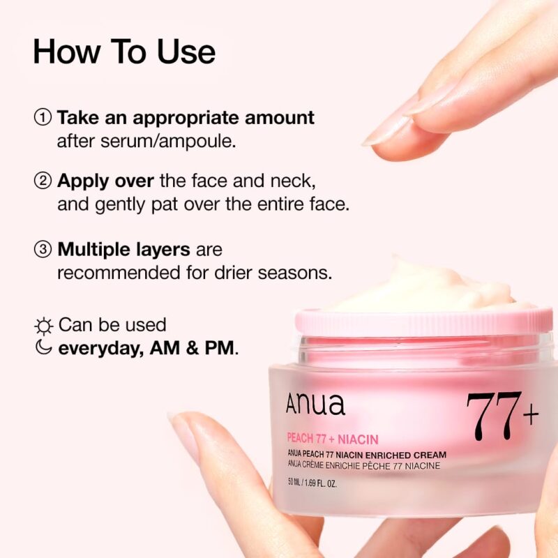 کرم مرطوب‌کننده و آبرسان آنوا Anua Peach 77 Niacin Enriched Cream حاوی 77٪ عصاره هلو حجم 50 میل - Image 7