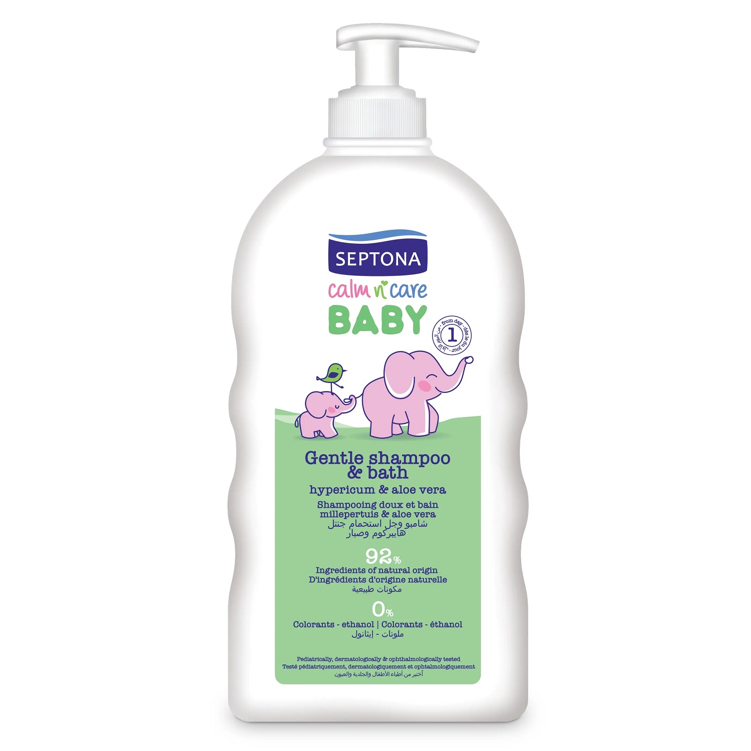 Baby shampoo & bath with hypericum and aloe 500ml شامپو سر و بدن کودک سپتونا Septona Calm n' Care عصاره آلوئه ورا حجم 500 میل - Image 1