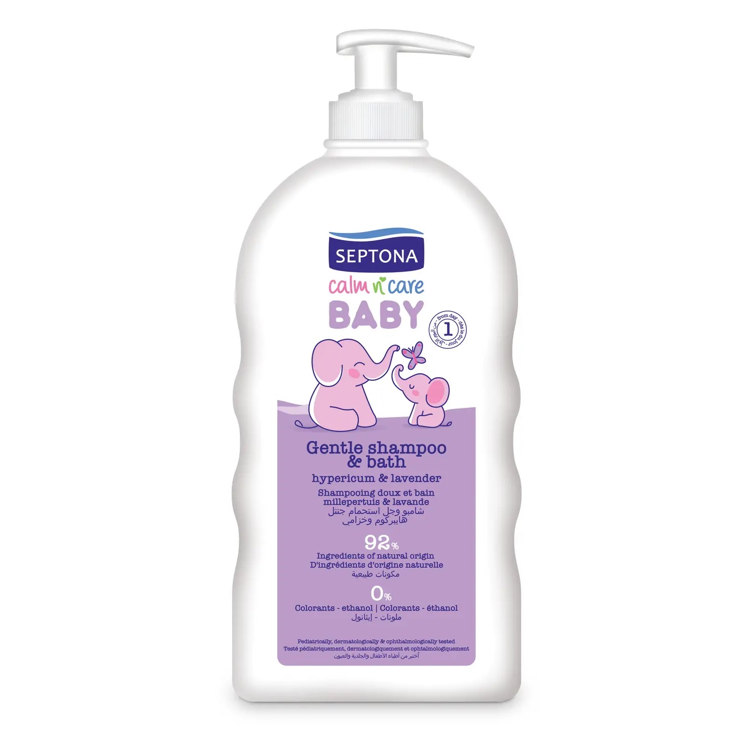 Baby shampoo & bath with hypericum and lavender 500ml شامپو سر و بدن کودک سپتونا Septona Calm n' Care عصاره اسطوخودوس حجم 500 میل - Image 1
