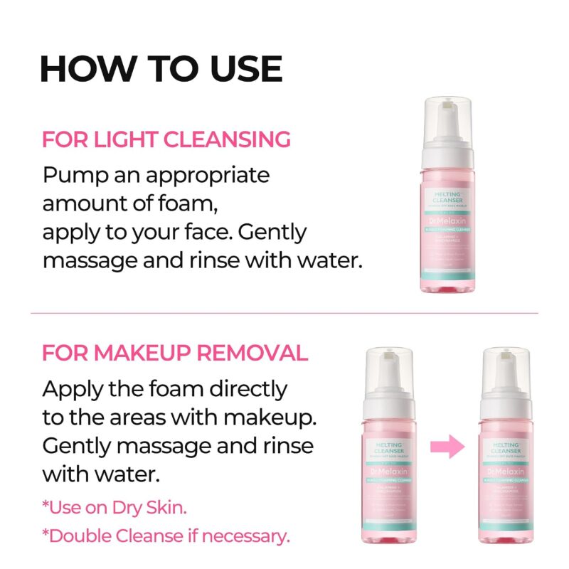 فوم شوینده و پاک‌کننده آرایش دکتر ملاکسین Dr. Melaxin Melting Bubble Foaming Cleanser حاوی کالامین و نیاسینامید حجم 150 میل - Image 8
