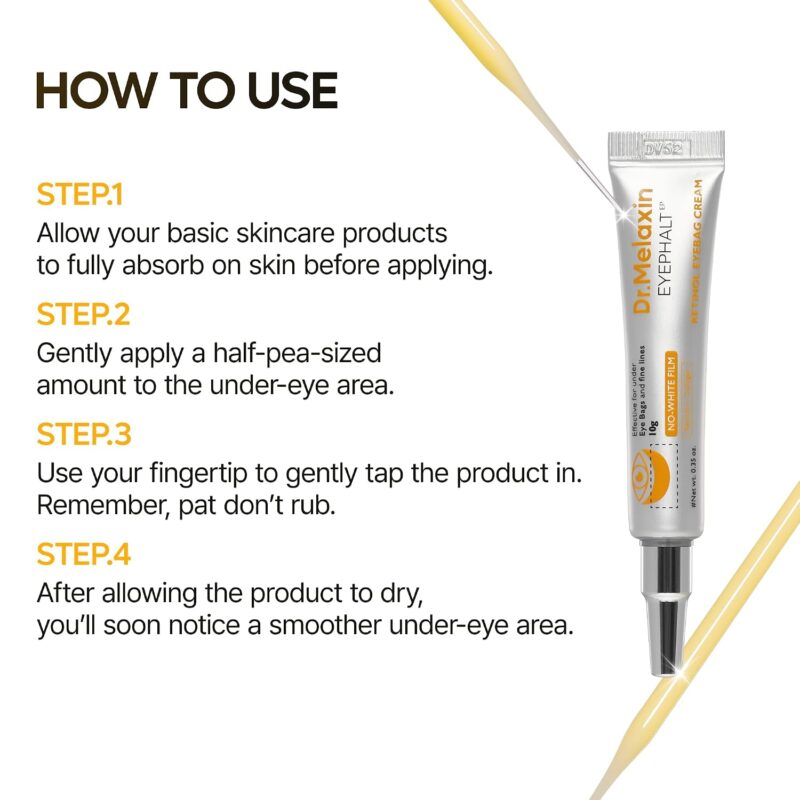 کرم دور چشم رتینول دکتر ملاکسین Dr.Melaxin Eyephalt Retinol Eyebag مناسب پف، تیرگی و خطوط ریز دور چشم حجم 10 گرم - Image 9