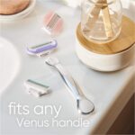 خودتراش زنانه ژیلت ونوس Venus Deluxe Smooth Platinum دارای 5 تیغه با روکش الماس‌مانند و دسته فلزی به همراه 2 یدک - Image 6