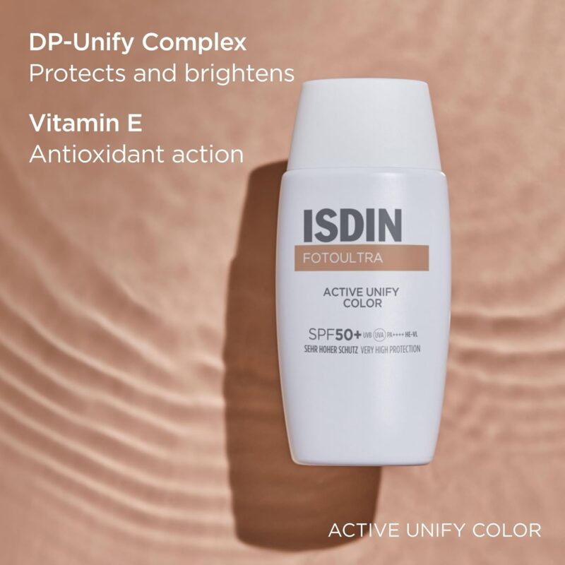 ضدآفتاب رنگی ضدلک و یکنواخت‌کننده رنگ پوست ایزدین ISDIN Fotoultra 100 Active Unify Color SPF50 حجم 50 میل - Image 4