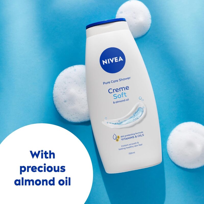 شامپو بدن کرمی و مرطوب‌کننده نیوآ NIVEA Creme Soft حاوی روغن بادام حجم 750 میل - Image 4