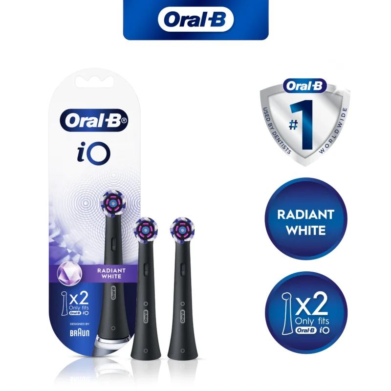 سری یدک مسواک برقی اورال بی Oral-B iO Radiant Whiteکمک به حذف لکه‌های سطحی دندان رنگ مشکی بسته 2 عددی - Image 6