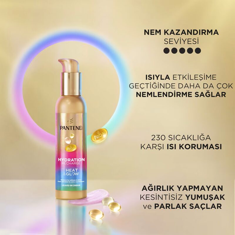 کرم مو آبرسان و محافظ حرارت بدون نیاز به آبکشی پنتن Pantene Moisture Loading Heat & Glow حجم 135 میل - Image 2