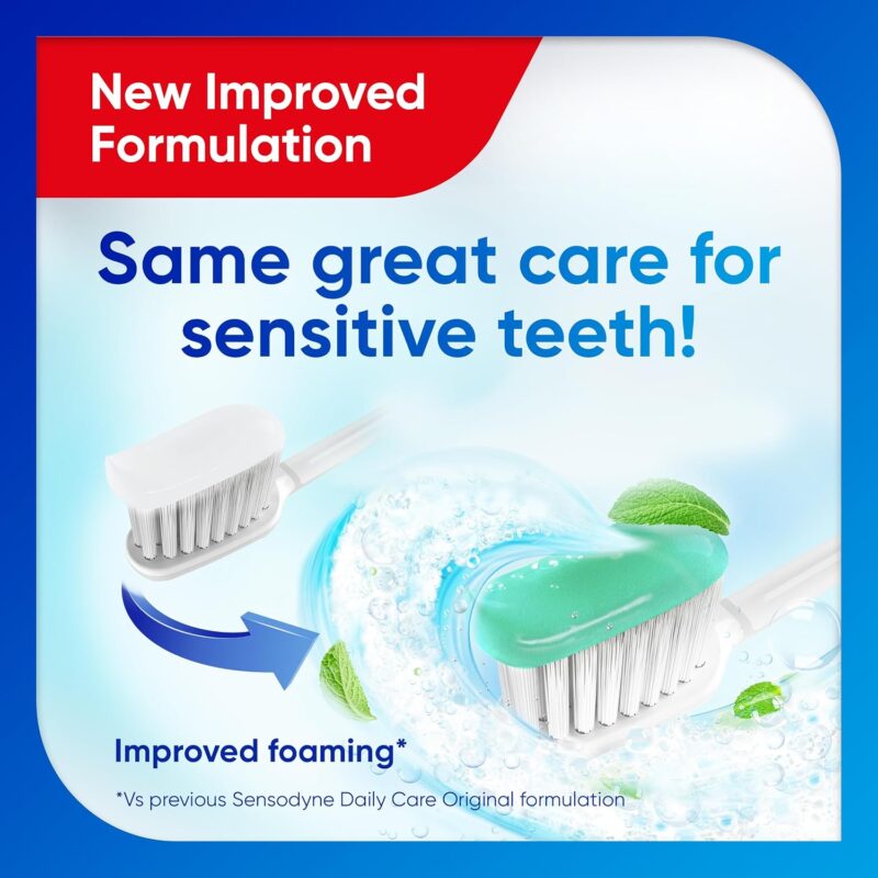 خمیردندان روزانه مخصوص دندان‌های حساس سنسوداین Sensodyne Daily Care Original با فلوراید و طعم نعناع حجم 75 میل - Image 2