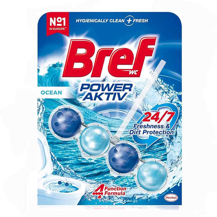 bref-ocean-scent-toilet-bowl-cleaner-4pcs قرص توالت فرنگی برف Bref رایحه اقیانوس بسته 4 عددی - Image 1