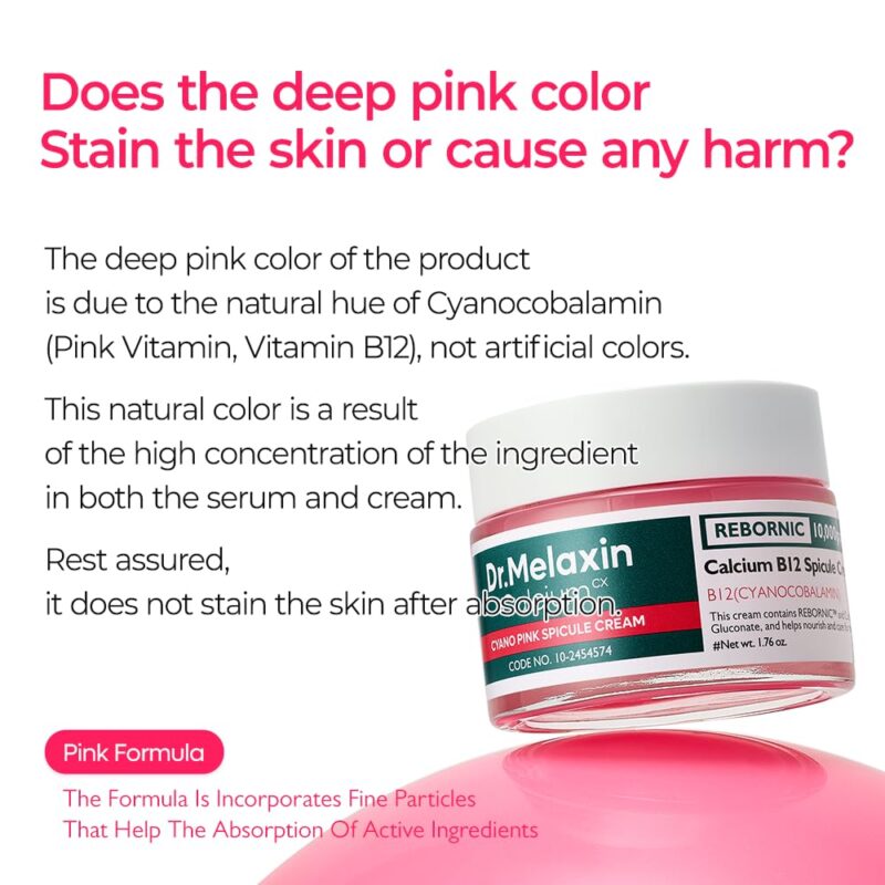 کرم ضد چروک و روشن کننده اسپیکول دکتر ملاکسین Dr.Melaxin Cemenrete Cyano Pink Spicule Cream حجم 50 گرم - Image 8