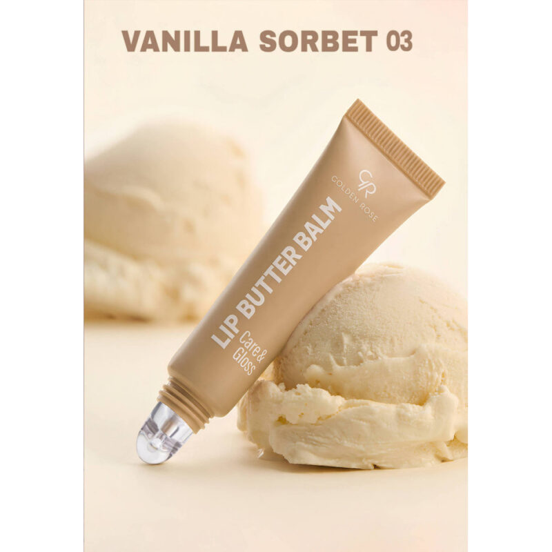 بالم لب مرطوب‌کننده و براق‌کننده گلدن رز Golden Rose Lip Butter Balm Care & Gloss رنگ 03 VANILLA SORBET - Image 2