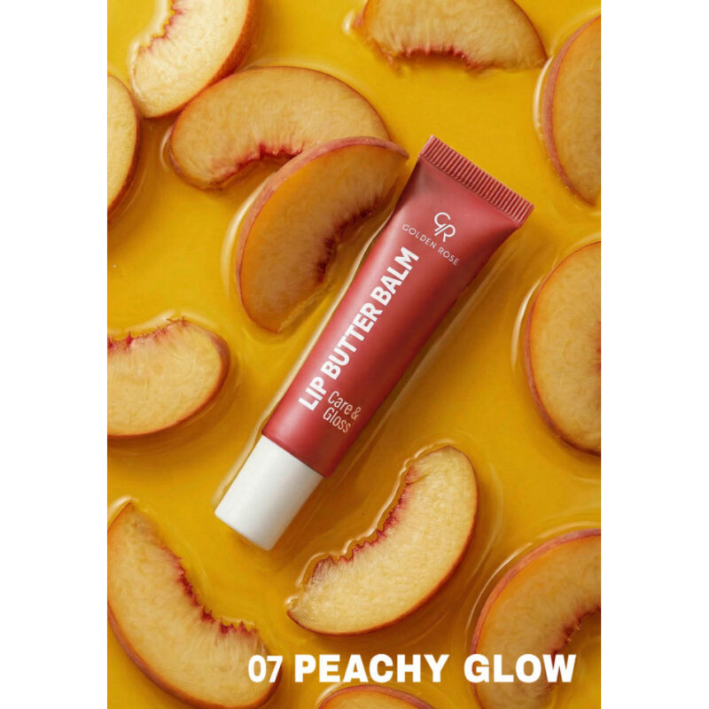 بالم لب مرطوب‌کننده و براق‌کننده گلدن رز Golden Rose Lip Butter Balm Care & Gloss رنگ 07 PEACHY GLOW - Image 2