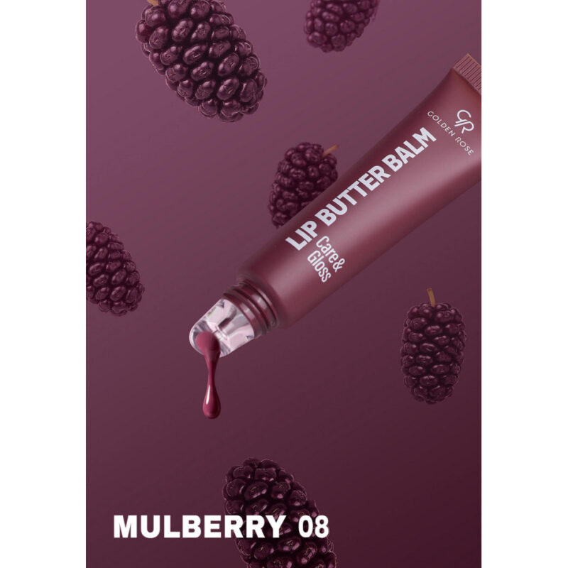 بالم لب مرطوب‌کننده و براق‌کننده گلدن رز Golden Rose Lip Butter Balm Care & Gloss رنگ 08 MULBERRY - Image 2