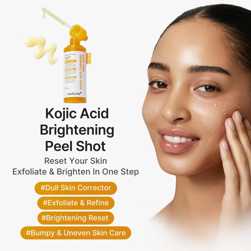 سرم آمپولی لایه‌بردار و روشن‌کننده کوجیک اسید و زردچوبه مدیکیوب Medicube Kojic Acid Turmeric Peel Shot حجم 80 میل - Image 3