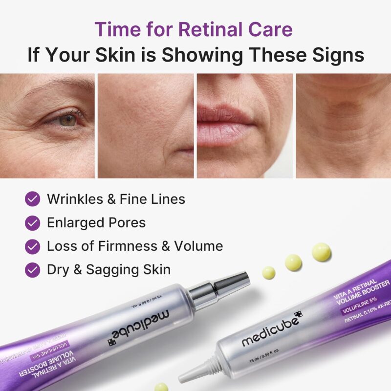 سرم ضدچروک و حجم‌دهنده پوست مدیکوب Medicube Vita A Retinal Volume Booster حاوی 0.15% رتینال و 5% وولوفیلین حجم 15 میل - Image 3