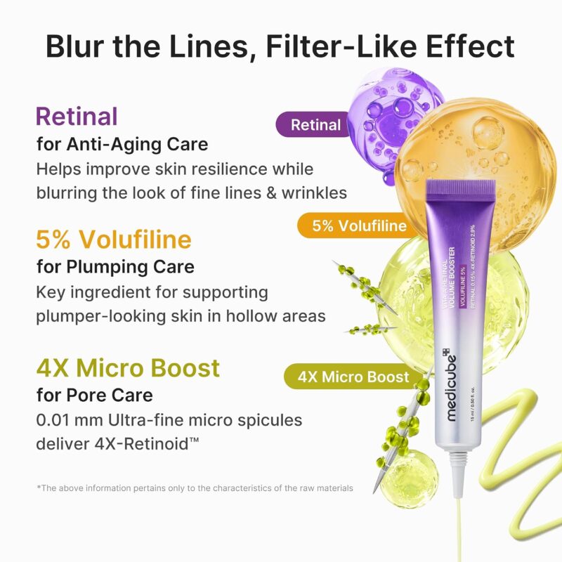 سرم ضدچروک و حجم‌دهنده پوست مدیکوب Medicube Vita A Retinal Volume Booster حاوی 0.15% رتینال و 5% وولوفیلین حجم 15 میل - Image 4