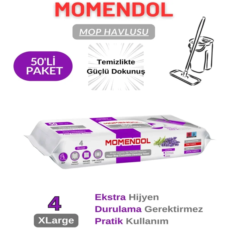 دستمال مرطوب مخصوص تی مومندول MOMENDOL رایحه اسطوخودوس بسته 50 عددی - Image 2