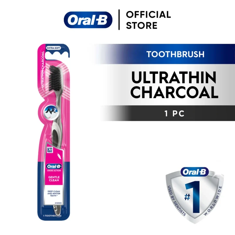 مسواک نرم و فوق‌باریک اورال-بی Oral-B Cross Action Gentle Clean Ultrathin Charcoal با برس Extra Soft - Image 2