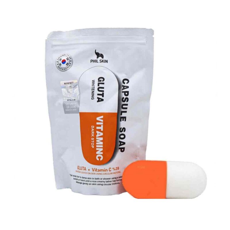 صابون روشن کننده گلوتا فیل اسکین Phil Skin gluta whitening Vitamin C حاوی ویتامین سی بسته 1 عددی - Image 2