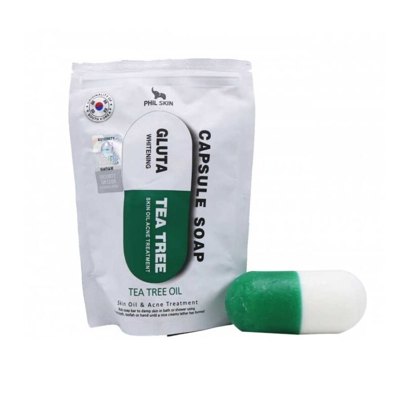 صابون ضدجوش و آکنه گلوتا فیل اسکین Phil Skin gluta whitening tea tree oil حاوی درخت چای مخصوص پوست بسته 1 عددی - Image 2