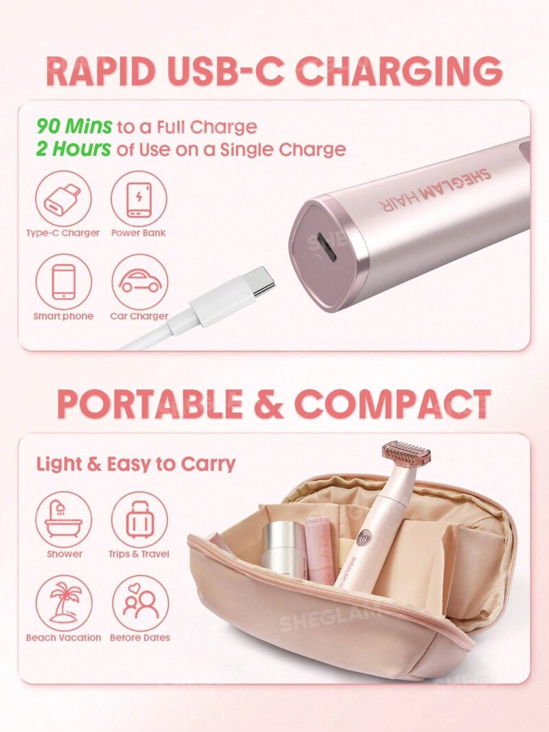 شیور برقی تک‌تیغه بدن و صورت شیگلم SHEGLAM Smooth Moves Single Blade Electric Razor - Image 7